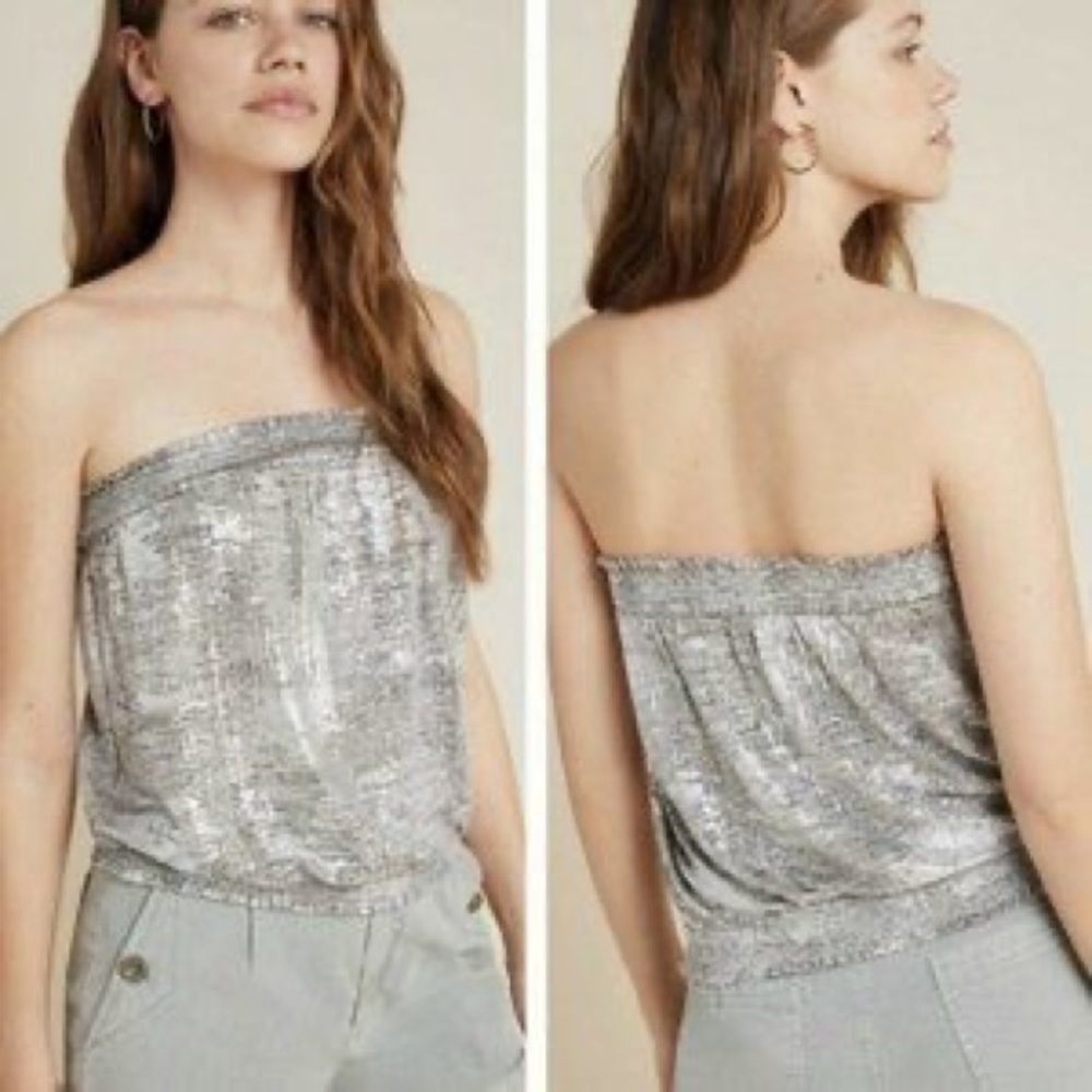 ANTHROPOLOGIE Maiah Shimmer Tube Top